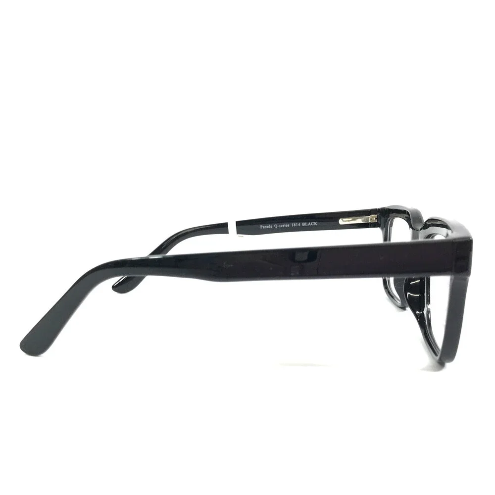 Parade Eyeglasses Frames 1814 BLACK Polished Square Full Rim 52-17-143